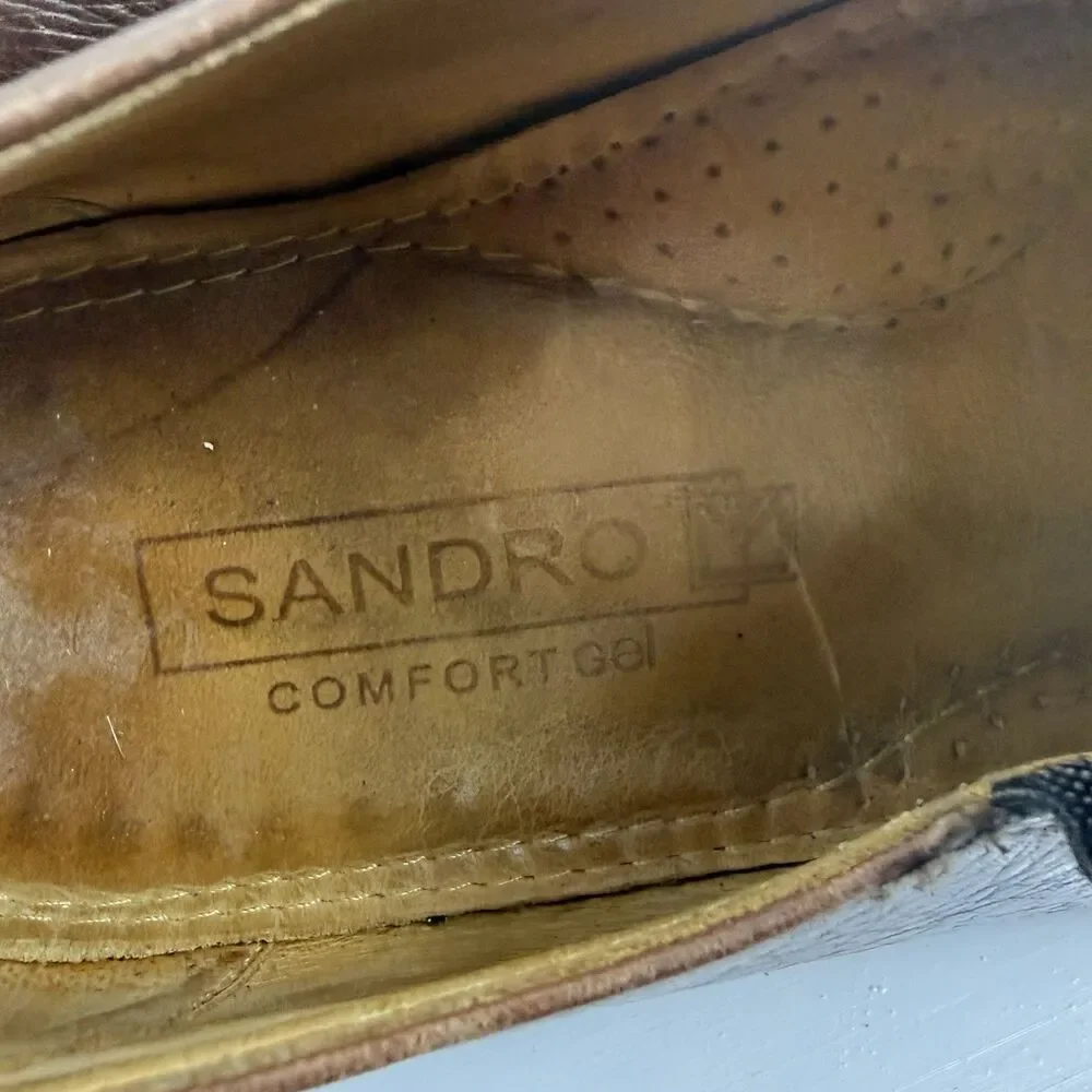 Sandro Men's Size 9.5 D Brown Leather Comfort Soft Gel Slip On Loafers
